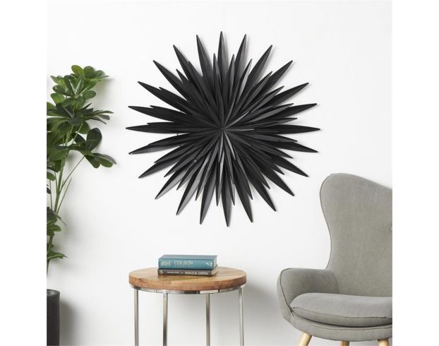 Uma 36 x 36 Black Metal Sunburst Wall Sculpture large image number 4