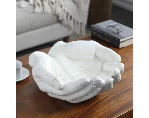 Uma White Polystone Open Hands Sculpture large image number 2