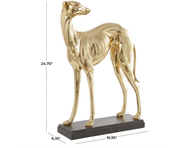 Uma 25-Inch Gold Resin Greyhound Dog Sculpture large image number 5