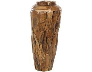 Uma 39-Inch Teak Wood Mosaic Floor Vase