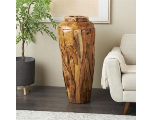 Uma 39" Teak Wood Mosaic Floor Vase