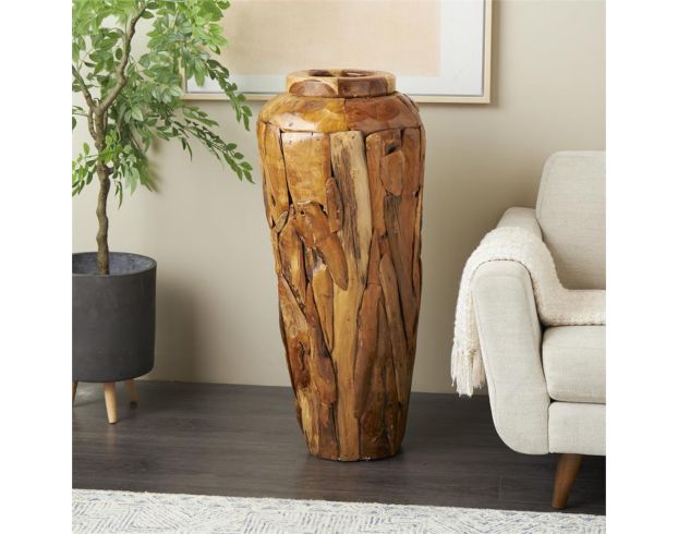 Uma 39" Teak Wood Mosaic Floor Vase large image number 2