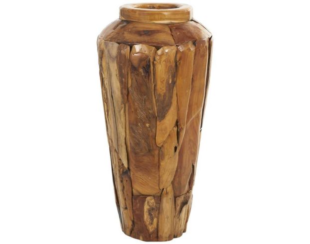 Uma 32-Inch Teak Wood Mosaic Floor Vase large image number 1