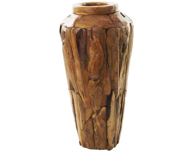 Uma 32-Inch Teak Wood Mosaic Floor Vase large image number 3