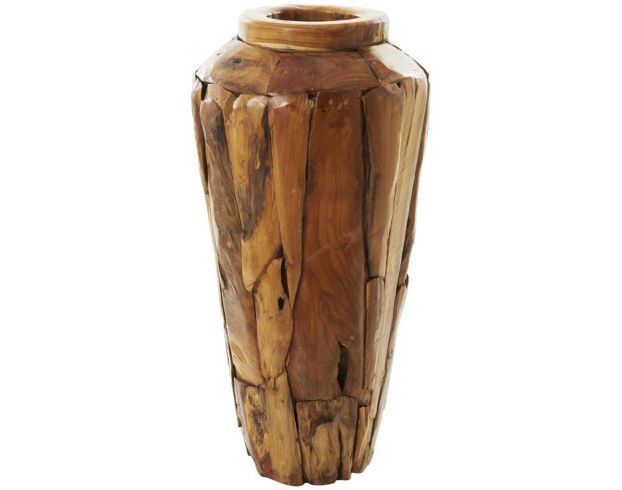 Uma 32-Inch Teak Wood Mosaic Floor Vase large image number 4