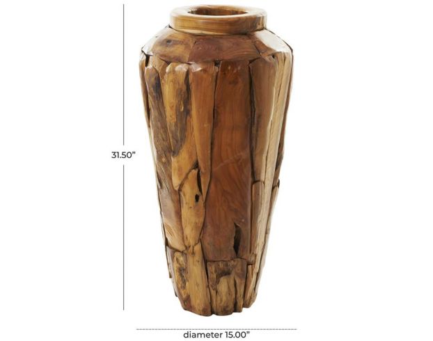 Uma 32-Inch Teak Wood Mosaic Floor Vase large image number 5