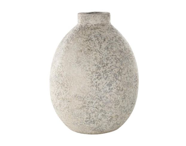 Uma 14-Inch Beige Ceramic Antique Textured Vase large image number 1