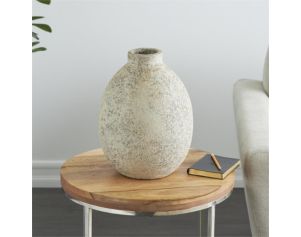 Uma 14-Inch Beige Ceramic Antique Textured Vase