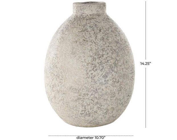 Uma 14-Inch Beige Ceramic Antique Textured Vase large image number 3