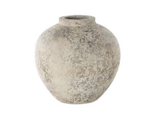 Uma 12" Cream Round Ceramic Antique Vase