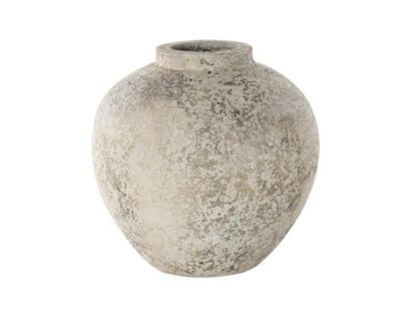 Uma 12" Cream Round Ceramic Antique Vase