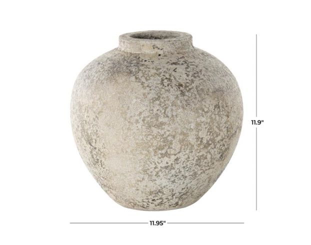 Uma 12-Inch Cream Round Ceramic Antique Vase large image number 3