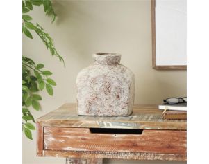 Uma 10-Inch Brown Ceramic Antique Square Vase