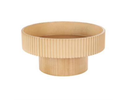 Uma Enterprises, Inc 14-Inch Light Brown Wood Ribbed Deco Bowl