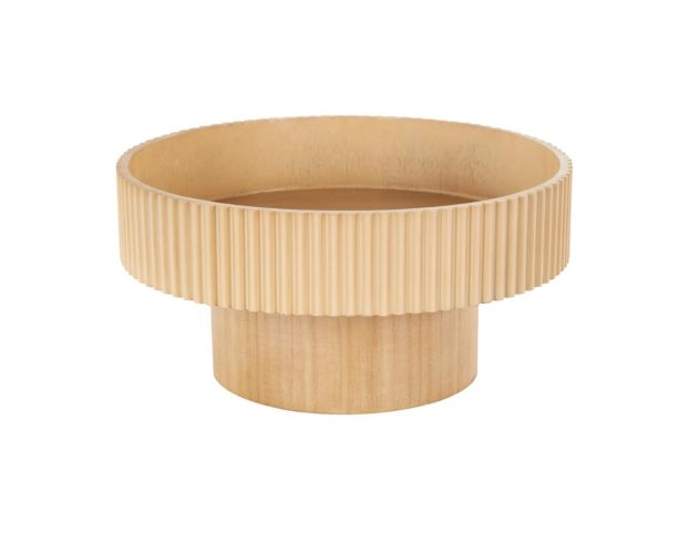 Uma Enterprises, Inc 14-Inch Light Brown Wood Ribbed Deco Bowl large image number 1