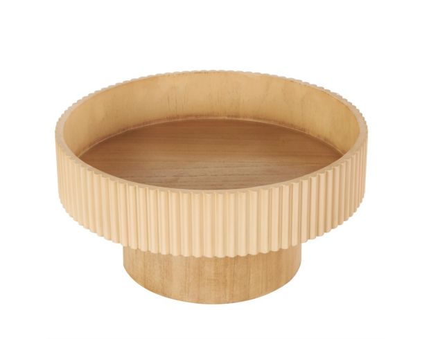 Uma Enterprises, Inc 14-Inch Light Brown Wood Ribbed Deco Bowl large image number 3