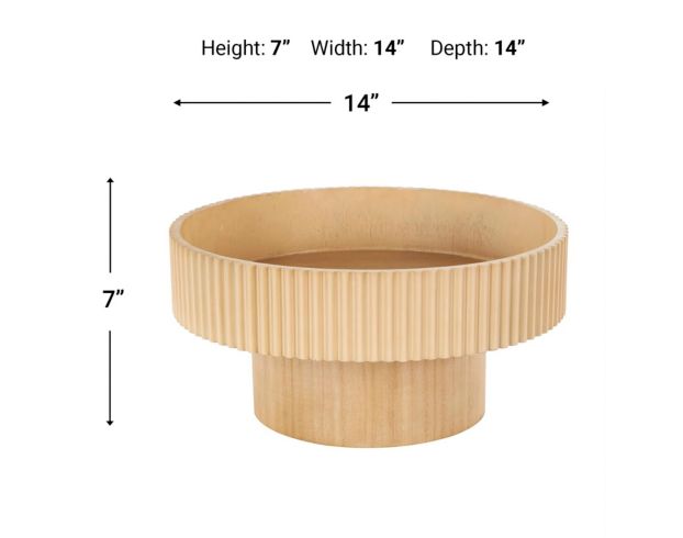 Uma Enterprises, Inc 14-Inch Light Brown Wood Ribbed Deco Bowl large image number 5