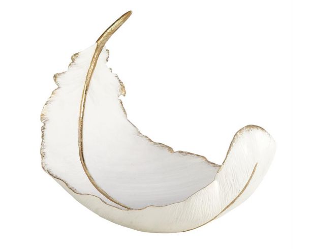 Uma Enterprises, Inc 13-Inch White Polystone Curved Bird Feather large image number 1