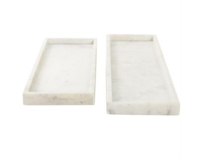 Uma Enterprises, Inc White Marble Tray (Set of 2)