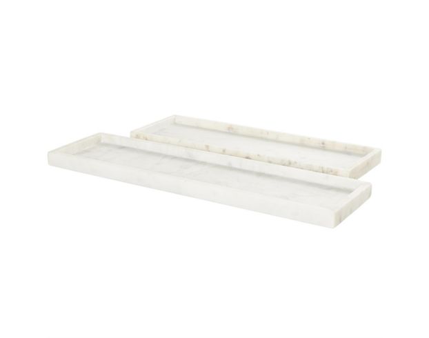 Uma Enterprises, Inc White Marble Tray (Set of 2) large image number 2