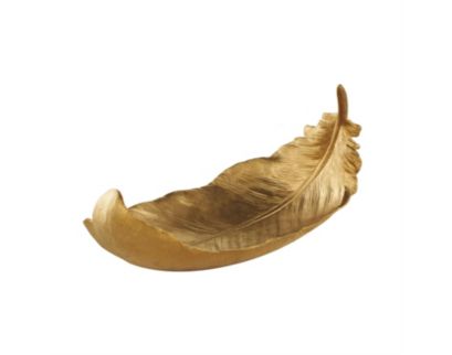 Uma Enterprises, Inc 13-Inch Gold Resin Bird Feather Deco Bowl