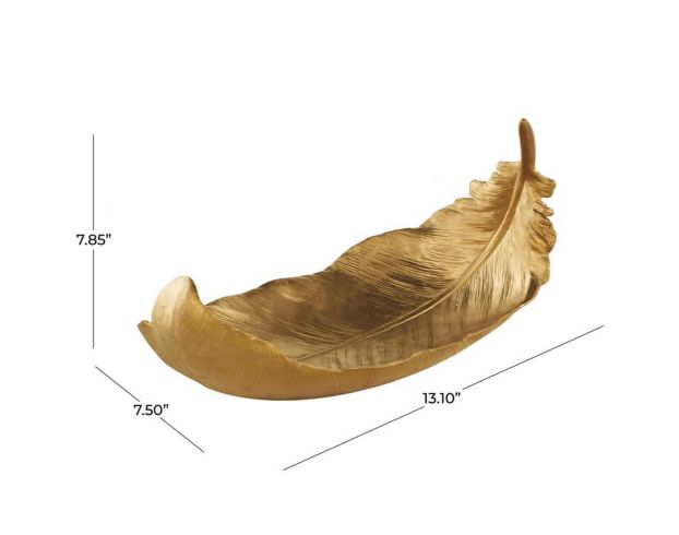 Uma Enterprises, Inc 13-Inch Gold Resin Bird Feather Deco Bowl large image number 5