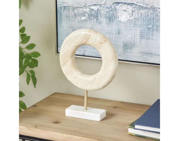 Uma Enterprises, Inc 12-Inch Cream Marble Geo Ring Sculpture large image number 3