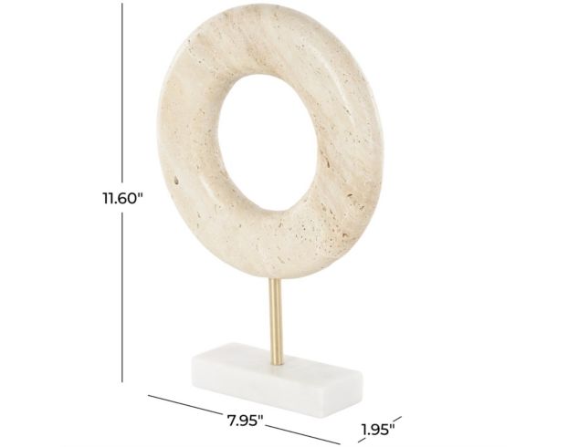 Uma Enterprises, Inc 12-Inch Cream Marble Geo Ring Sculpture large image number 4