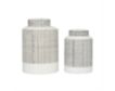 Uma Enterprises, Inc White Striped Ceramic Jar (Set of 2) small image number 1