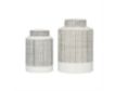 Uma Enterprises, Inc White Striped Ceramic Jar (Set of 2) small image number 2