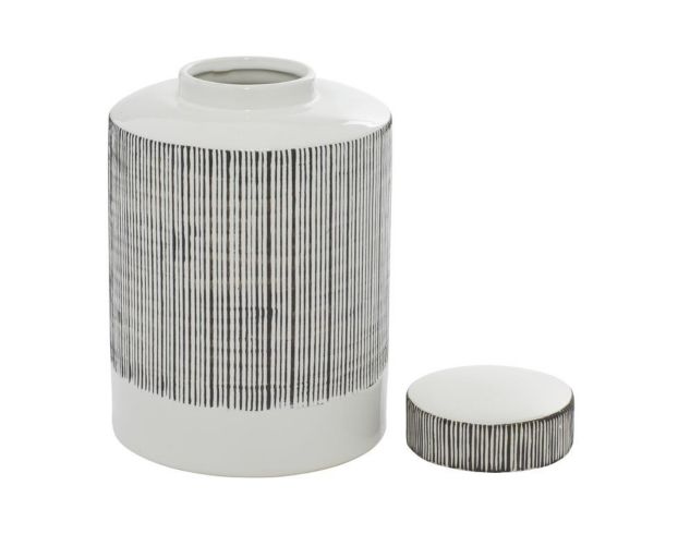 Uma Enterprises, Inc White Striped Ceramic Jar (Set of 2) large image number 3