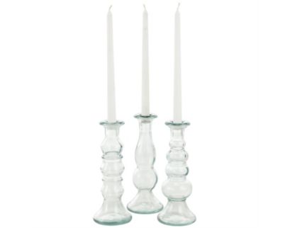 Uma Enterprises, Inc Clear Glass Candleholders (Set of 3)