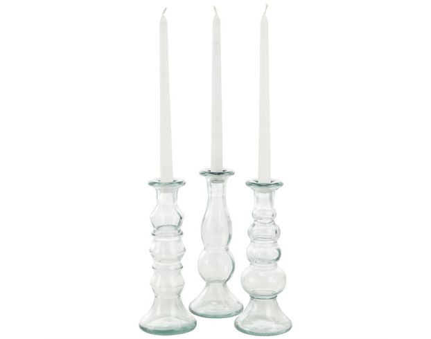 Uma Enterprises, Inc Clear Glass Candleholders (Set of 3) large image number 1