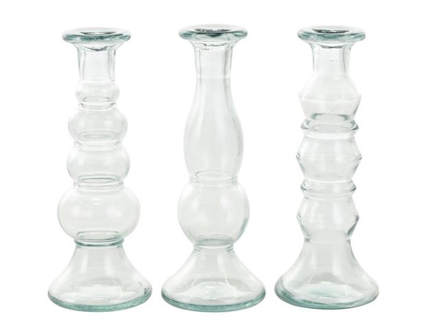 Uma Enterprises, Inc Clear Glass Candleholders (Set of 3) large image number 3