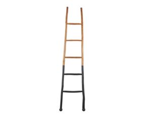 Uma 73" Wood Black & Brown Two-Tone Blanket Ladder