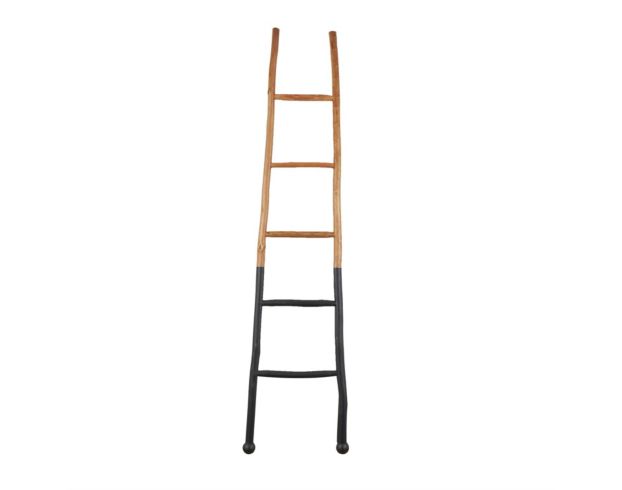 Uma 73" Wood Black & Brown Two-Tone Blanket Ladder large image number 1