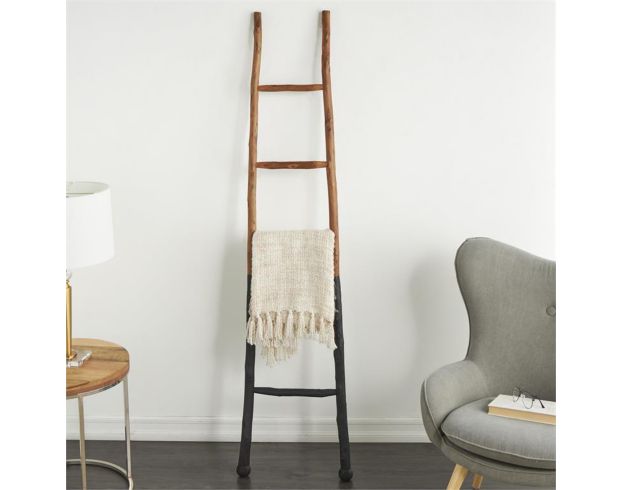 Uma 73" Wood Black & Brown Two-Tone Blanket Ladder large image number 2