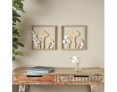 Uma Wood Cutout Mushroom Wall Art (Set of 2)