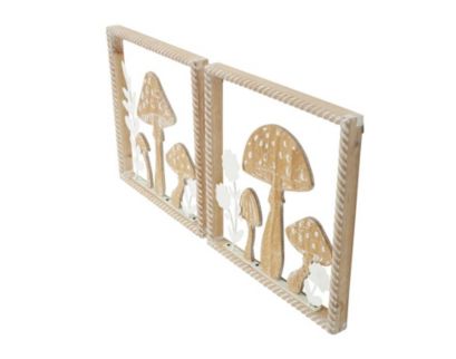 Uma Wood Cutout Mushroom Wall Art (Set of 2)