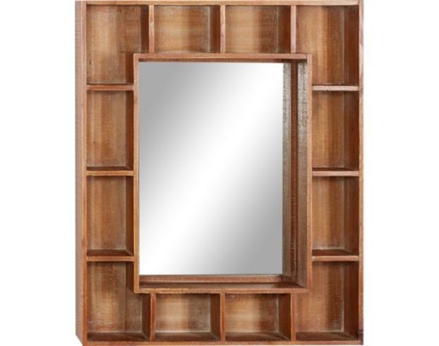 Uma Brown Wood Storage Wall Mirror 29 X 24 large image number 1