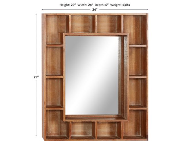 Uma Brown Wood Storage Wall Mirror 29 X 24 large image number 5