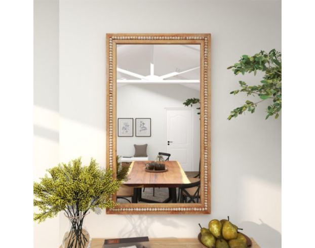 Uma Brown Wood Bohemian Wall Mirror large image number 2