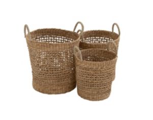 Uma Coastal Brown 3-Piece Storage Basket Set