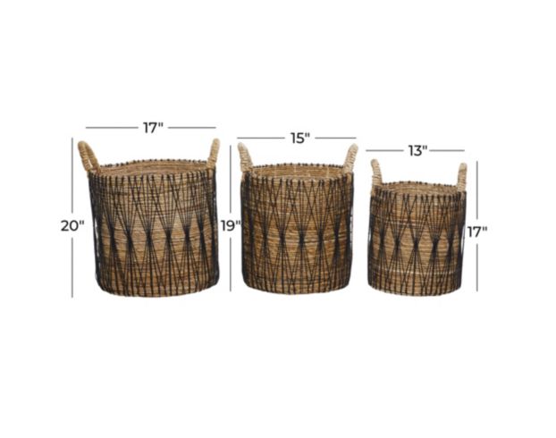 Uma Brown 3-Piece Storage Basket Set large image number 3