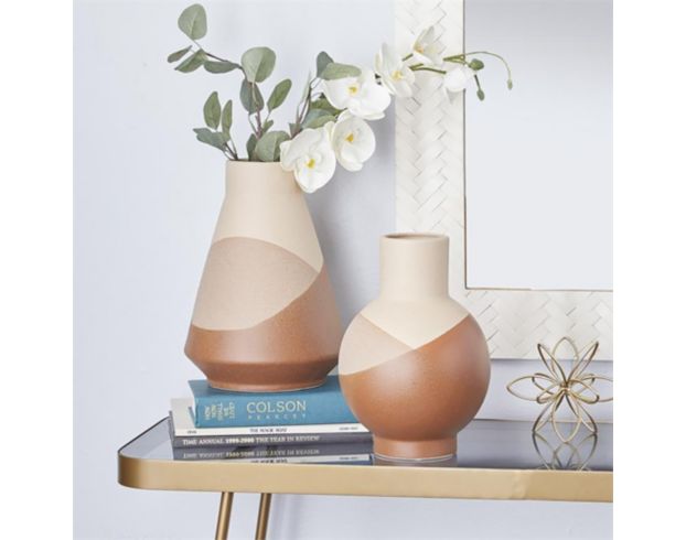 Uma 2-Piece Tan and Pink Ceramic Vase Set large image number 2