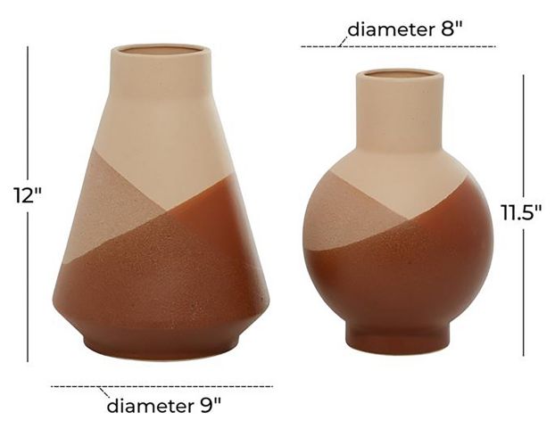 Uma 2-Piece Tan and Pink Ceramic Vase Set large image number 3