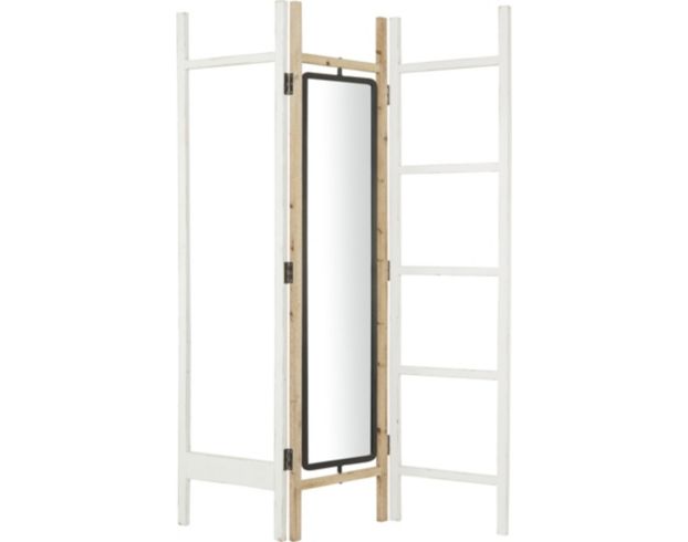 Uma White Room Divider Screen with Mirror 71 X52 large image number 1