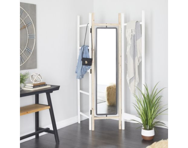 Uma White Room Divider Screen with Mirror 71 X52 large image number 3