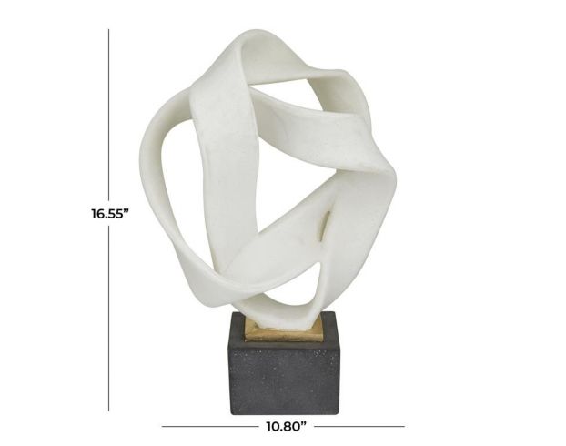 Uma 17" White Abstract Ribbon Line Sculpture large image number 5
