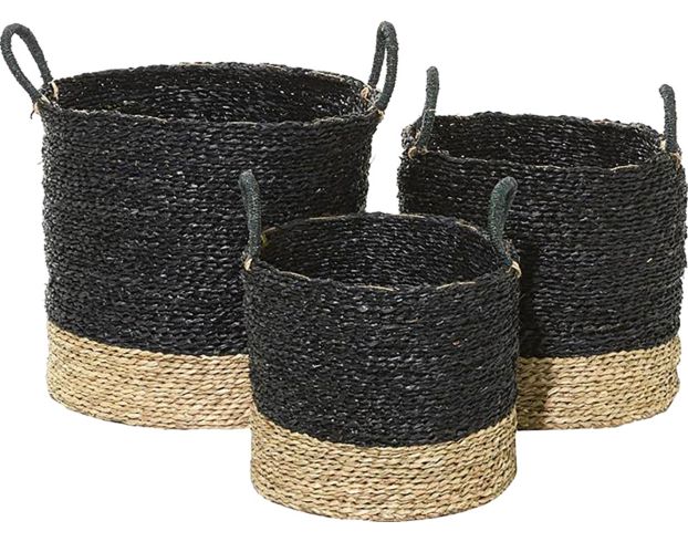 Uma Black Seagrass Basket (Set Of 3) large image number 1